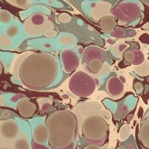 Hand Marbled Paper Stone Marble Pattern in Rosy Plum, Aqua and Tans ~ Berretti Marbled Arts